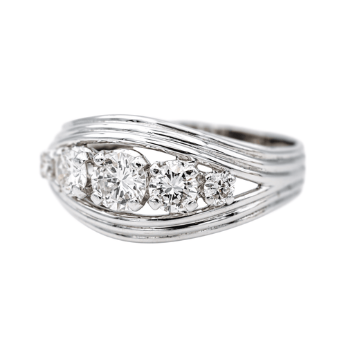 Bague 56 Bague bandeau en platine et or blanc 18 carats pavée de diamants 58 Facettes 4155736CN