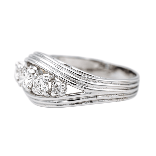 Bague 56 Bague bandeau en platine et or blanc 18 carats pavée de diamants 58 Facettes 4155736CN