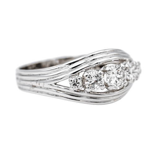 Bague 56 Bague bandeau en platine et or blanc 18 carats pavée de diamants 58 Facettes 4155736CN