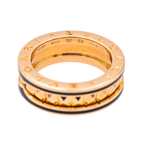 Bague 53 Bulgari B.Zero1 Rock - Bague en or rose et céramique 58 Facettes 4167002RV
