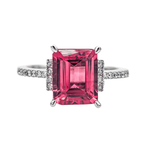 Bague 54 Bague Or blanc Tourmaline, Diamant 58 Facettes 4167005RV