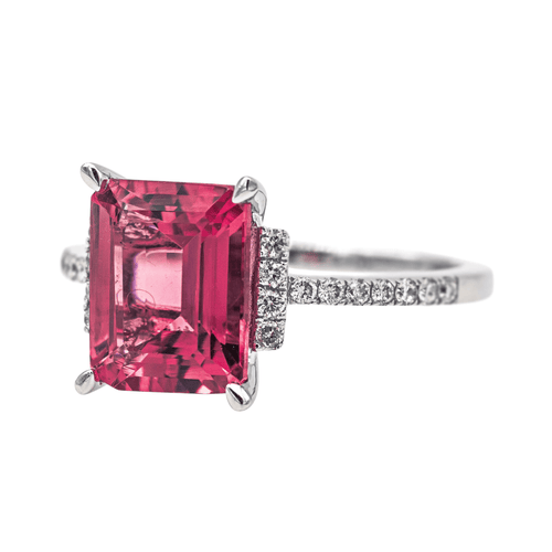 Bague 54 Bague Or blanc Tourmaline, Diamant 58 Facettes 4167005RV