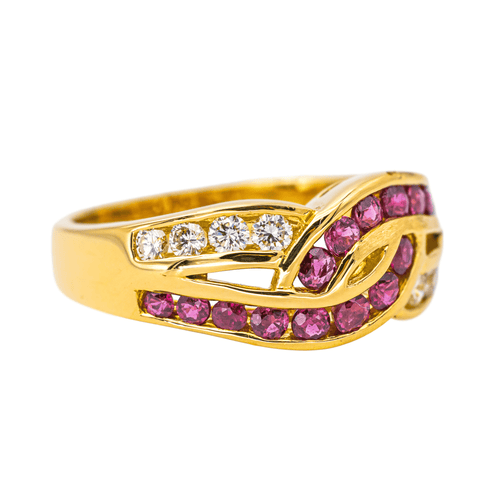 Bague 54 Bague en or jaune 18 carats rubis et diamants 58 Facettes 4169049CN