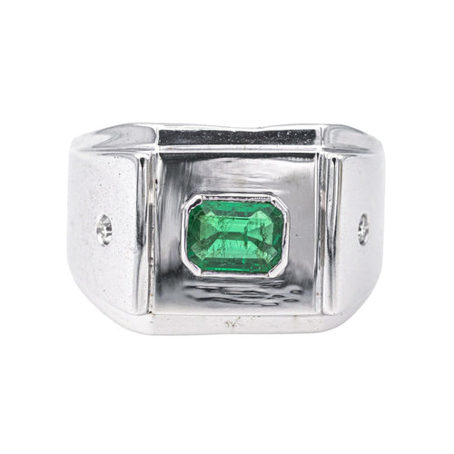 Bague 65 Bague en or blanc 18 carats avec émeraude et diamants 58 Facettes 4169632RV