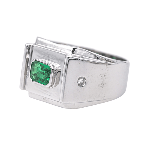 Bague 65 Bague en or blanc 18 carats avec émeraude et diamants 58 Facettes 4169632RV