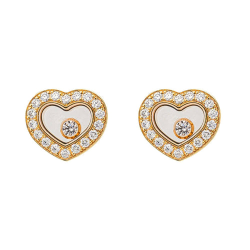 Boucles d'oreilles Chopard Happy Diamonds - Boucles d’oreilles cœur en or rose et diamants 58 Facettes 4173785RV