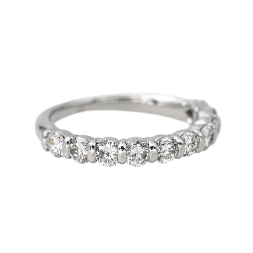 Bague 49 Bague demi-alliance en or blanc 18 carats et diamants 58 Facettes 4191446CN