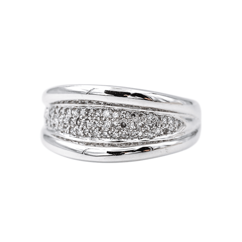Bague 54 Bague pavée de diamants en or blanc 18 carats 58 Facettes 4195885RV