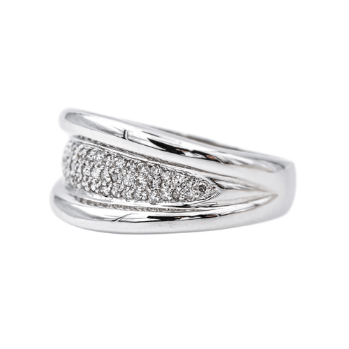 Bague 54 Bague pavée de diamants en or blanc 18 carats 58 Facettes 4195885RV