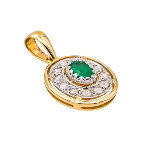 Pendentif Pendentif en or jaune et or blanc 18 carats avec émeraude et diamants 58 Facettes 4227670CN