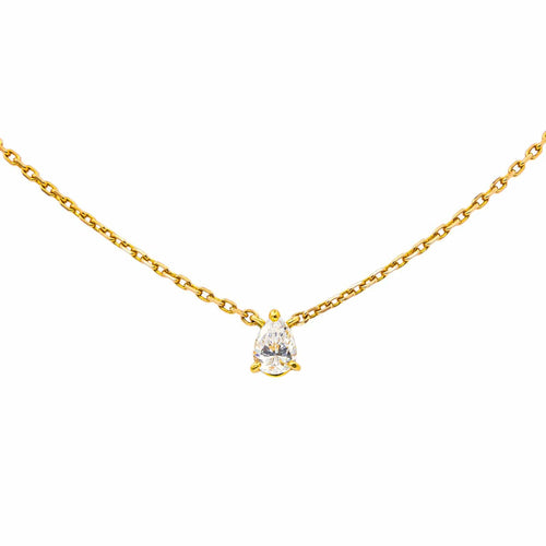 Collier Collier solitaire en or rose 18K avec diamant taille poire 58 Facettes 4248224CN