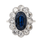 Bague 53 Bague Pompadour en platine 950 au saphir ovale et diamants 58 Facettes 4250490CN
