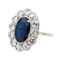 Bague 53 Bague Pompadour en platine 950 au saphir ovale et diamants 58 Facettes 4250490CN