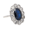 Bague 53 Bague Pompadour en platine 950 au saphir ovale et diamants 58 Facettes 4250490CN