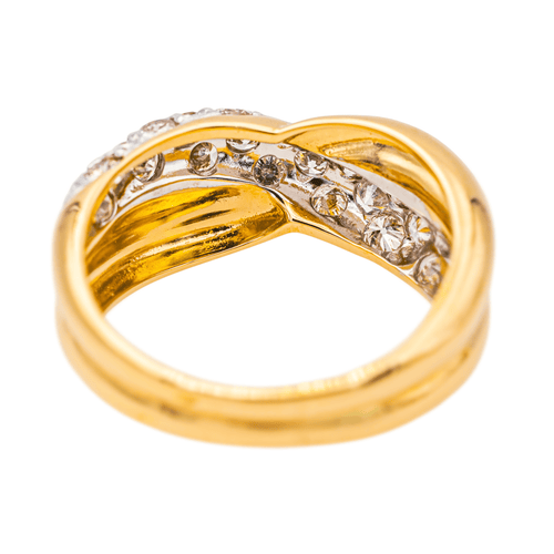 Bague 59 Bague pavée de diamants en or jaune et blanc 18 carats 58 Facettes 4250496CN