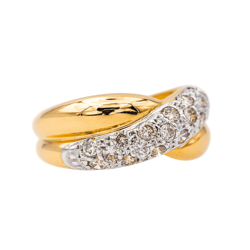 Bague 59 Bague pavée de diamants en or jaune et blanc 18 carats 58 Facettes 4250496CN