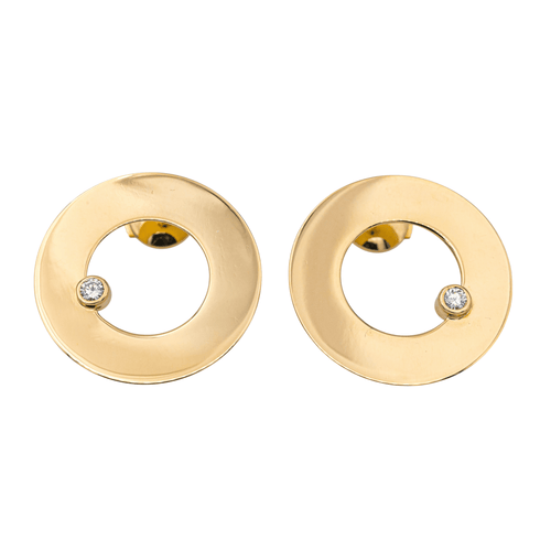 Boucles d'oreilles Dinh Van Cible - Boucles d’oreilles puces en or jaune et diamants 58 Facettes 4284535RV