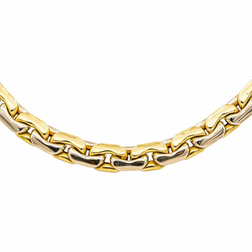 Collier Collier maille haricot en or jaune et blanc 18 carats 58 Facettes 4285550CN