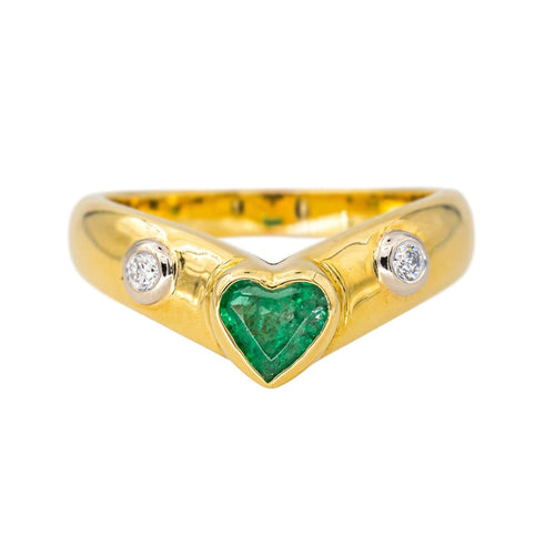 Bague 54 Bague jonc en or jaune 18 carats avec émeraude et diamants 58 Facettes 4286093CN