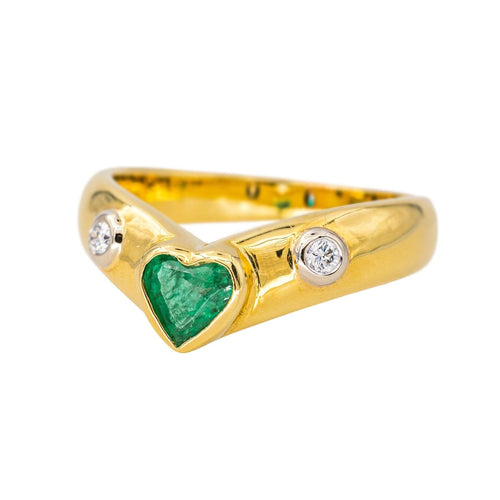 Bague 54 Bague jonc en or jaune 18 carats avec émeraude et diamants 58 Facettes 4286093CN