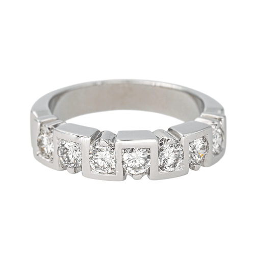 Bague 54 Bague demi-alliance en or blanc 18 carats et diamants 58 Facettes 4292752CN