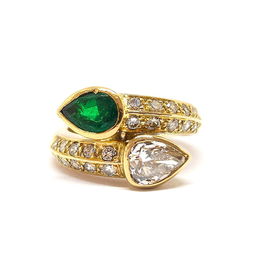 Bague 50 Bague Toi & Moi émeraude & diamants 58 Facettes
