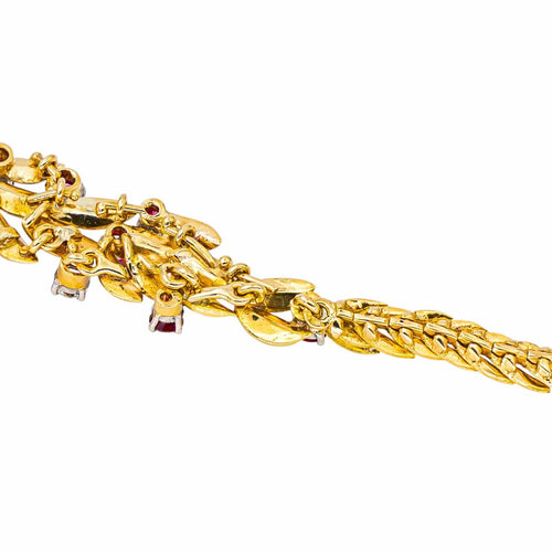 Collier Collier motifs floraux en or jaune 18 carats, rubis et diamants 58 Facettes 4314013CN