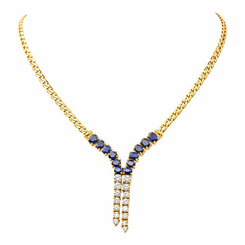 Collier Collier négligé en or jaune 18 carats, saphirs et diamants 58 Facettes 4324634CN