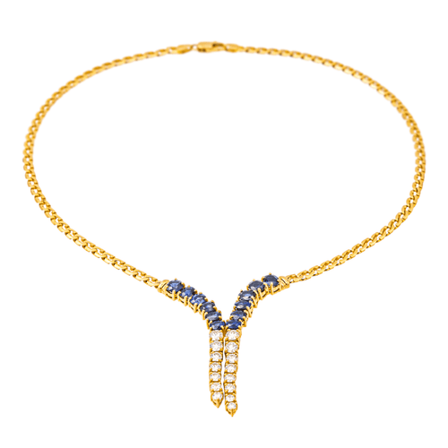 Collier Collier négligé en or jaune 18 carats, saphirs et diamants 58 Facettes 4324634CN