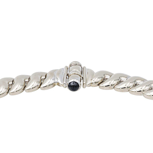 Collier Collier en or blanc 18 carats avec saphirs cabochon 58 Facettes 4324637CN