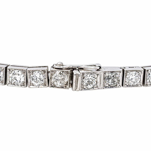 Bracelet Bracelet tennis Art déco en or blanc 18 ct et platine, diamants 58 Facettes 4327594CN