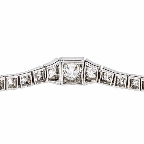 Bracelet Bracelet tennis Art déco en or blanc 18 ct et platine, diamants 58 Facettes 4327594CN