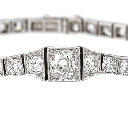Bracelet Bracelet tennis Art déco en or blanc 18 ct et platine, diamants 58 Facettes 4327594CN