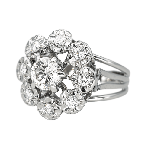 Bague 53 Bague marguerite sertie de diamants en or blanc et platine 58 Facettes 4328900CN