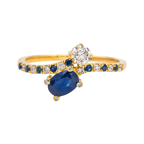 Bague 56 Mauboussin Duo d’amour - Bague Toi et Moi en or jaune saphirs et diamants 58 Facettes 4342801RV