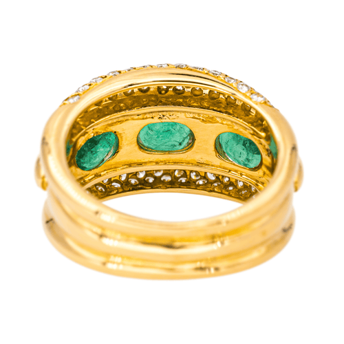 Bague 54 Bague en or jaune 18 carats avec émeraudes et diamants 58 Facettes 4354721CN