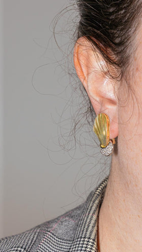 Boucles d'oreilles Boucles d’oreilles clips en or jaune et or blanc 18 carats avec diamants 58 Facettes 4377111RV