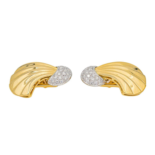 Boucles d'oreilles Boucles d’oreilles clips en or jaune et or blanc 18 carats avec diamants 58 Facettes 4377111RV