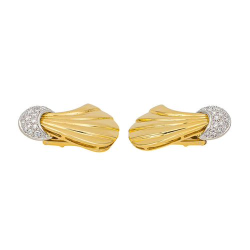 Boucles d'oreilles Boucles d’oreilles clips en or jaune et or blanc 18 carats avec diamants 58 Facettes 4377111RV
