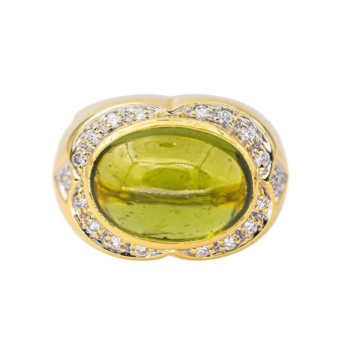 Bague 54 Bague cocktail en or jaune 18 carats avec péridot et diamants 58 Facettes 4377113RV