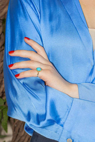 Bague 47 Bague en or jaune 18 carats sertie d’une turquoise 58 Facettes 4377131RV