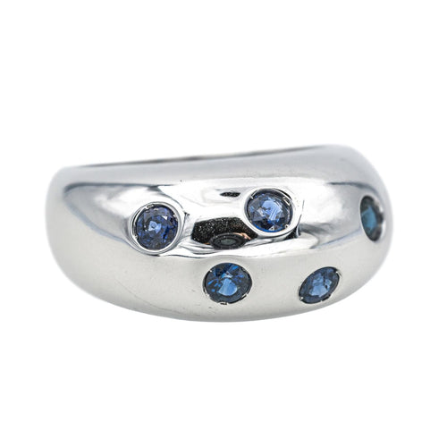 Bague 55 Bague demi-jonc en or blanc 18 carats sertie de saphirs 58 Facettes 4377132RV