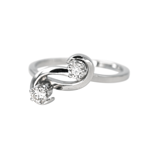 Bague 52 Bague Toi et Moi en or blanc avec diamants taille brillant 58 Facettes 4387212CN