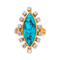 Bague 54 Bague marquise en or rose avec turquoise et diamants 58 Facettes 4387234CN