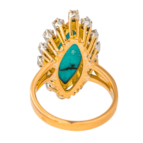 Bague 54 Bague marquise en or rose avec turquoise et diamants 58 Facettes 4387234CN