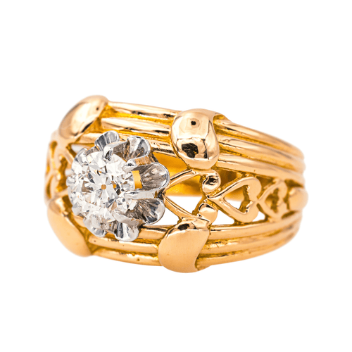 Bague 53 Bague cocktail rétro en or rose 18K et platine avec diamant 58 Facettes 4387235CN