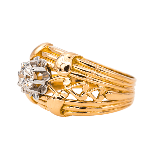Bague 53 Bague cocktail rétro en or rose 18K et platine avec diamant 58 Facettes 4387235CN