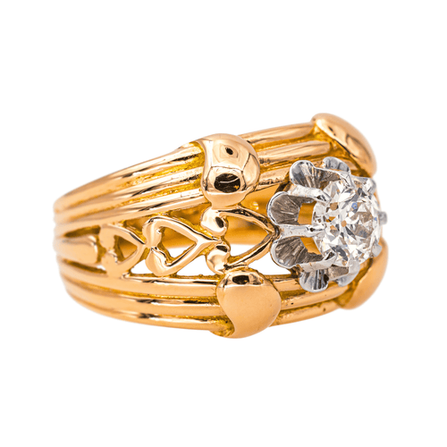 Bague 53 Bague cocktail rétro en or rose 18K et platine avec diamant 58 Facettes 4387235CN