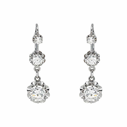 Boucles d'oreilles Boucles d'oreilles dormeuses en or blanc 18K et diamants 58 Facettes 4387236CN