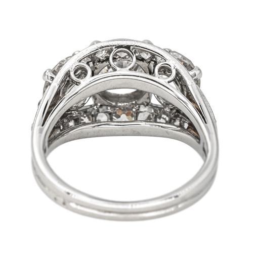 Bague 54 Bague Art déco en platine et or blanc 18K pavée de diamants 58 Facettes 4387238CN